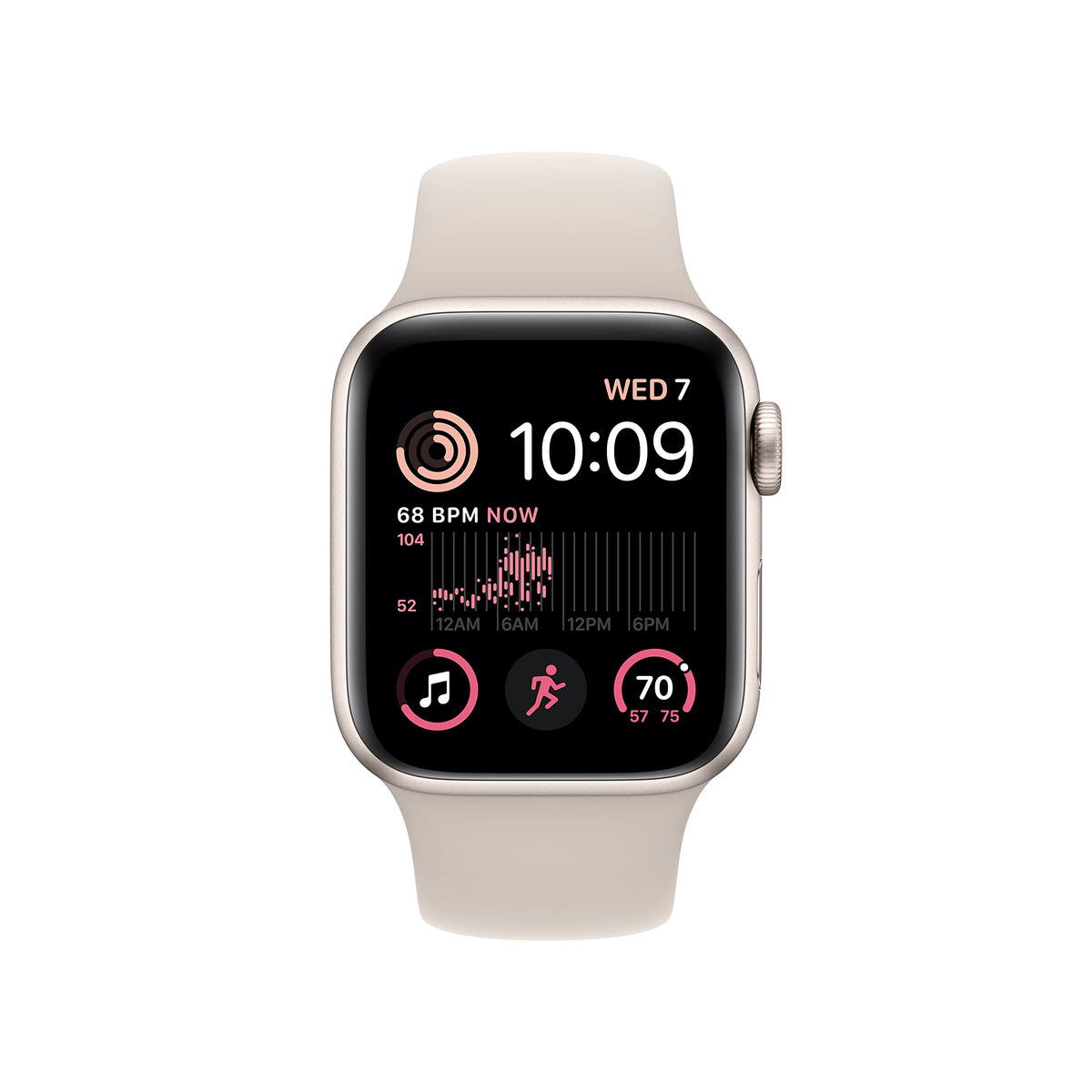 Apple Watch SE 2nd Generation (GPS) 40mm Aluminum Case with Starlight Sport Band - M/L - Starlight - Image 2