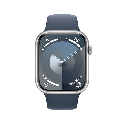 Apple Watch Series 9 (GPS + Cell) 45mm Silver Aluminum Case w/ Storm Blue Sport Band - S/M - Image 2