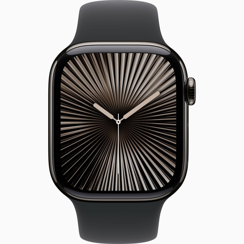 Apple Watch Series 10 (GPS+Cellular) 42mm Slate Titanium Case w/ Black Sport Band - S/M - Image 2
