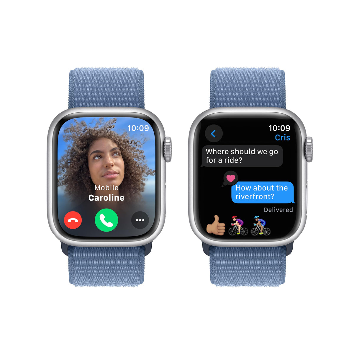 Apple Watch Series 9 (GPS) 41mm Silver Aluminum Case w/ Winter Blue Sport Loop - MR923LW/A - Image 4