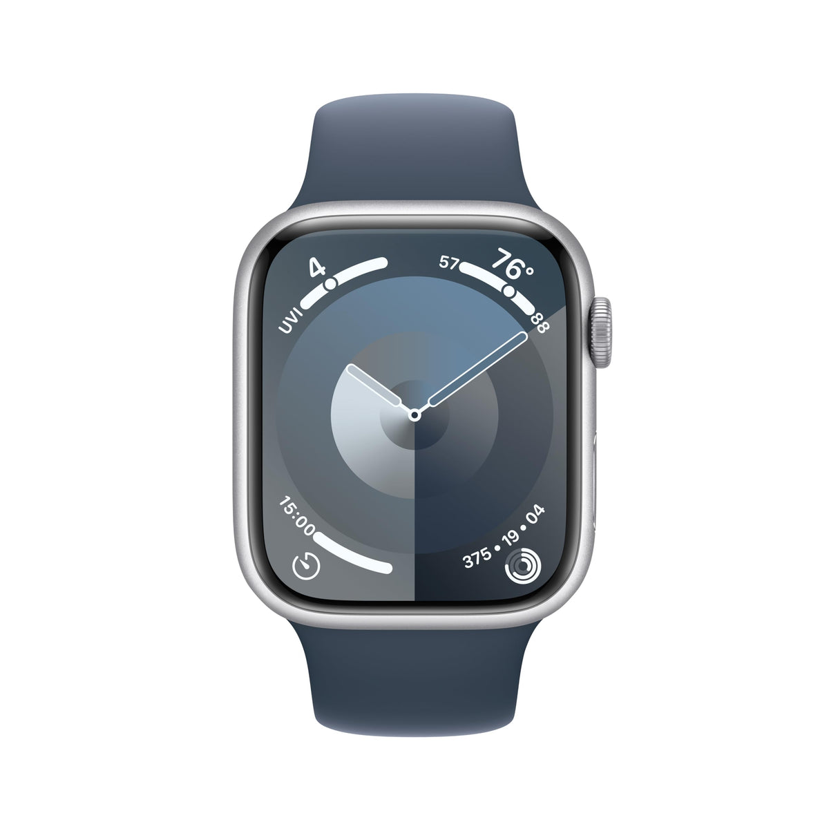 Apple Watch Series 9 (GPS + Cellular) – 45mm Silver Aluminum Case with Storm Blue Sport Band (M/L) – MRMH3LW/A - Image 2