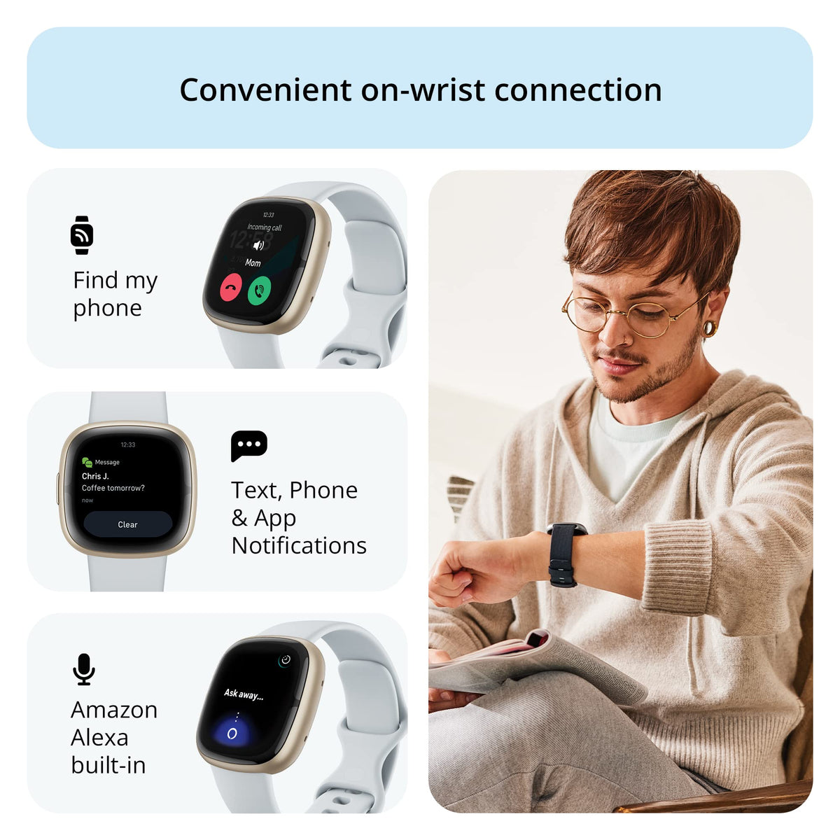 Fitbit - Sense 2 Advanced Health Smartwatch - Pale Gold - FB521GLBM-US - Image 3