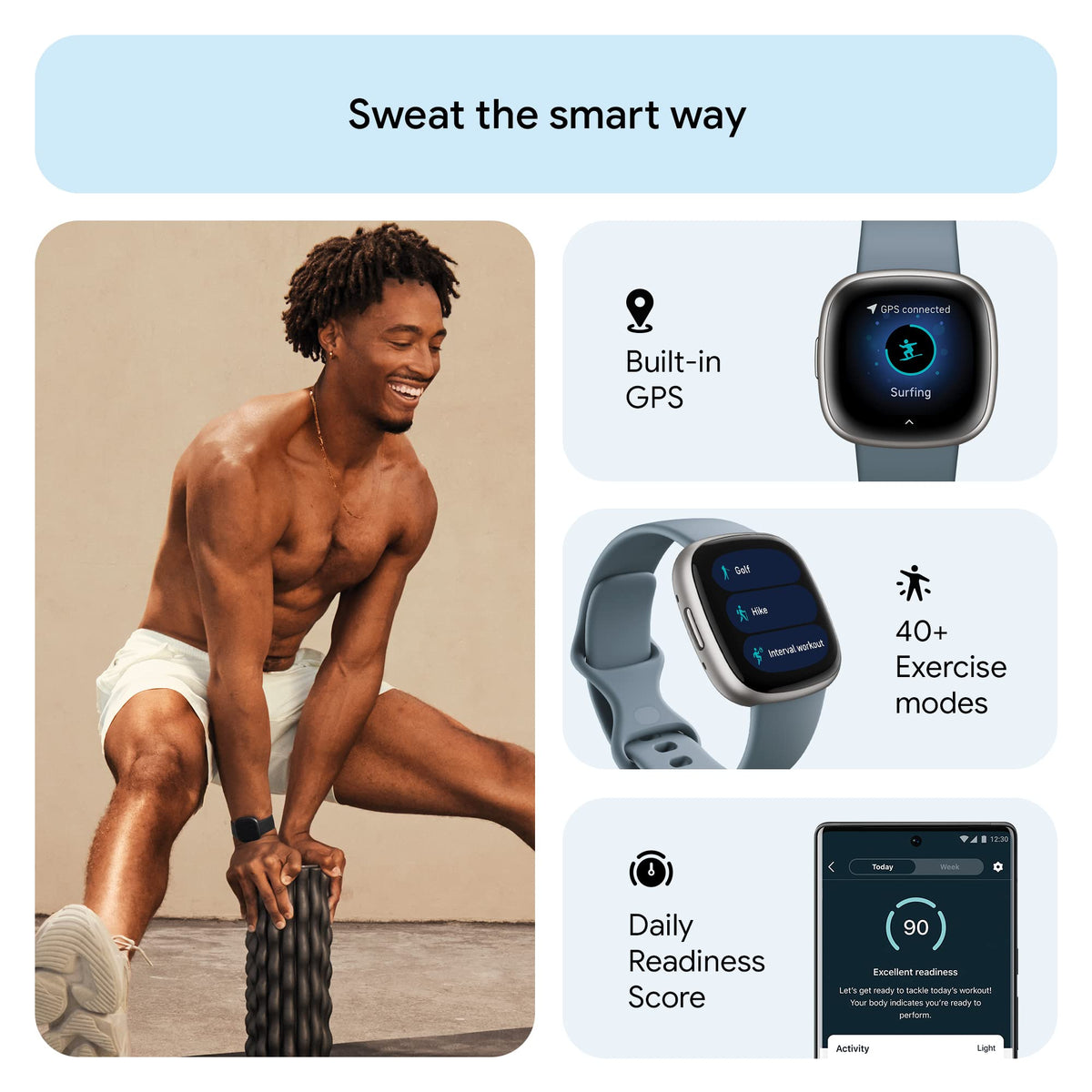 Fitbit Versa 4 Fitness Smartwatch – Platinum – FB523SRAG-US - Image 3