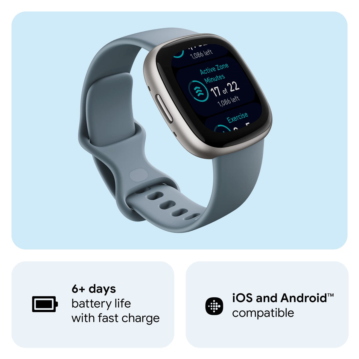Fitbit Versa 4 Fitness Smartwatch – Platinum – FB523SRAG-US - Image 7