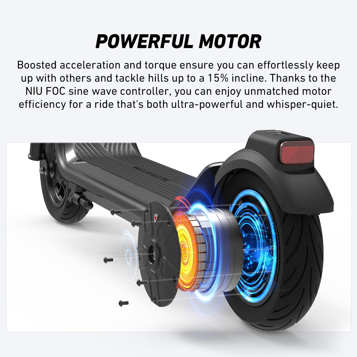 NIU - KQi 100F Foldable Electric Kick Scooter w/ 15.5 mi Max operating Range & 15.5 mph Max Speed - Gray - Image 7
