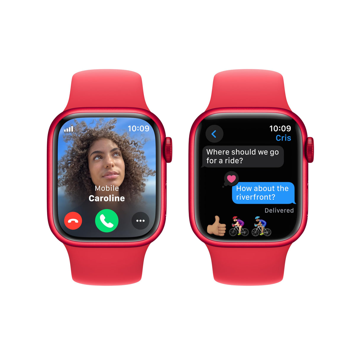 Apple Watch Series 9 GPS + Cellular 41mm Red Aluminum Case with Sports Band - S/M - MRY63LW/A - Image 4