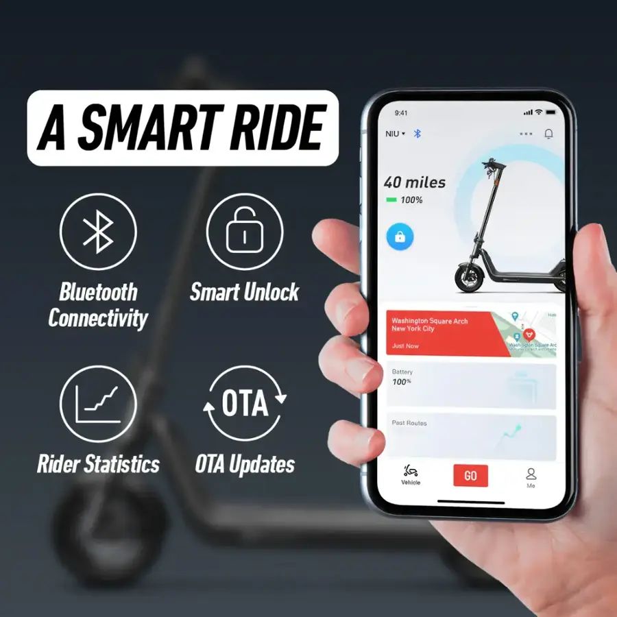 NIU - KQi 300P Foldable Electric Kick Scooter with 30 mi Max Range & 20 mph Max Speed - White - KSP311W1A11 - Image 6