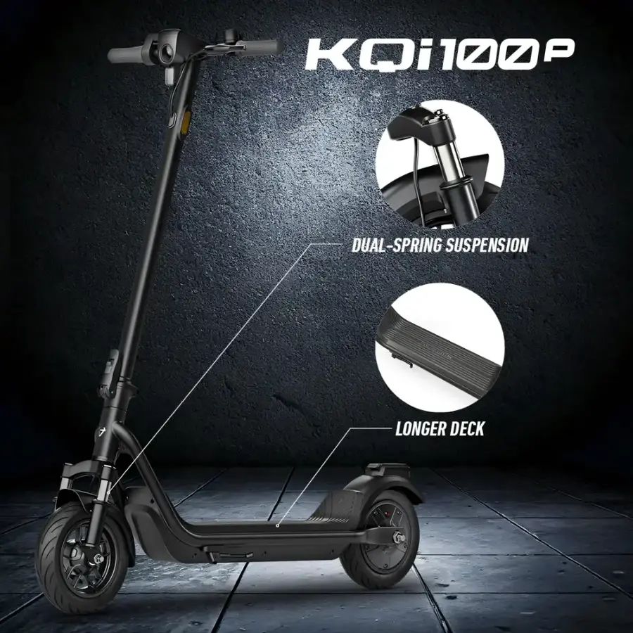 NIU - KQi 100P Foldable Electric Kick Scooter with 18 mi Max Range & 17.4 mph Max Speed - Gray - KCP34GG1A11 - Image 7