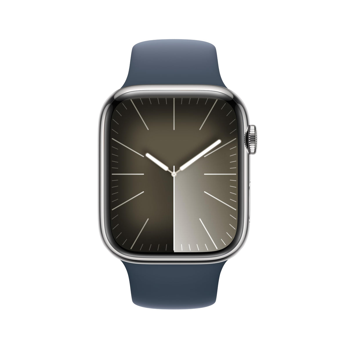 Apple Watch Series 9 GPS + Cellular 45mm Silver Stainless Case with Storm Blue Sport Band - M/L - MRMP3LL/A - Image 2