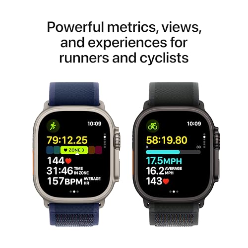 Apple Watch Ultra 2 (GPS + Cellular) 49mm Black Titanium Case with Dark Green Alpine Loop - Medium - MX4R3LW/A - Image 4