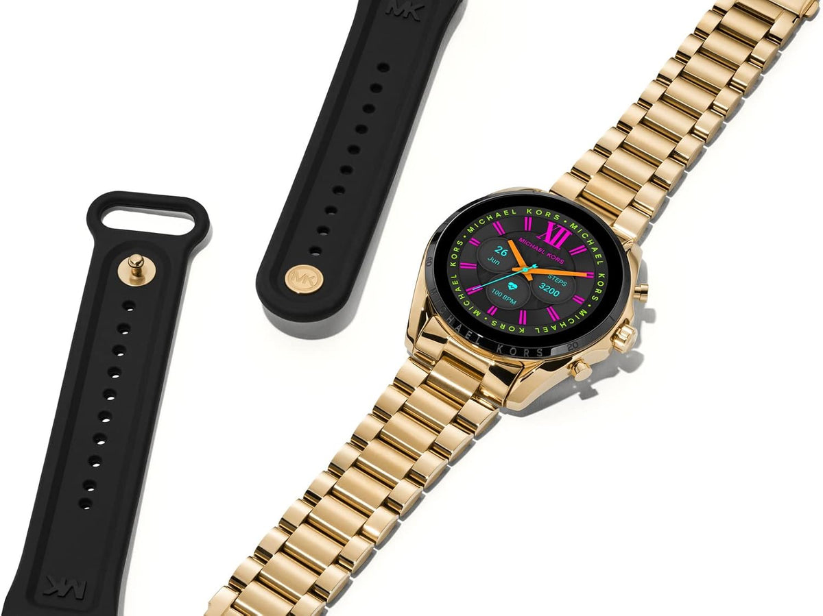 Michael Kors Gen 6 Bradshaw – 44mm Gold-Tone Stainless Steel with Black Silicone Second Band – MKT5138V - Image 4