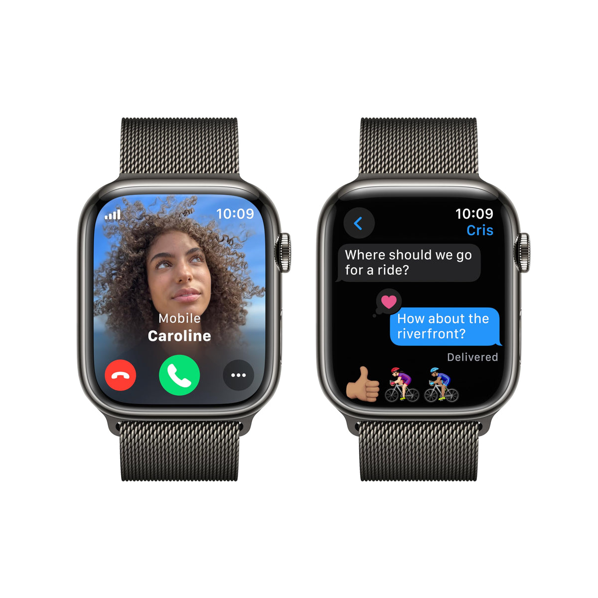 Apple Watch Series 9 [GPS + Cellular] 45mm Graphite Stainless Steel w/ Graphite Milanese Loop - Image 4