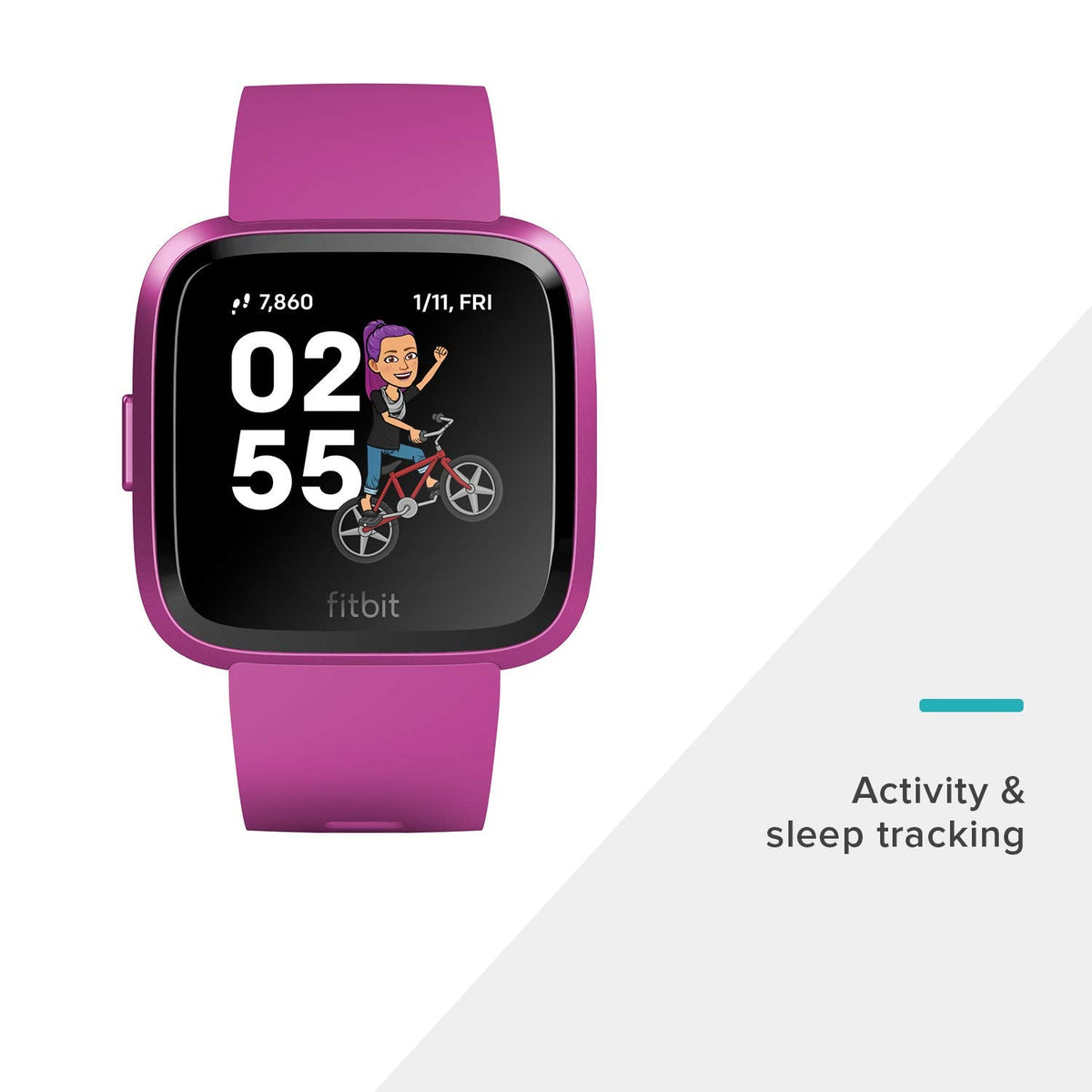 Fitbit Versa Lite Edition – Smartwatch – Mulberry w/ Small and Large Bands – FB415PMPM - Image 2