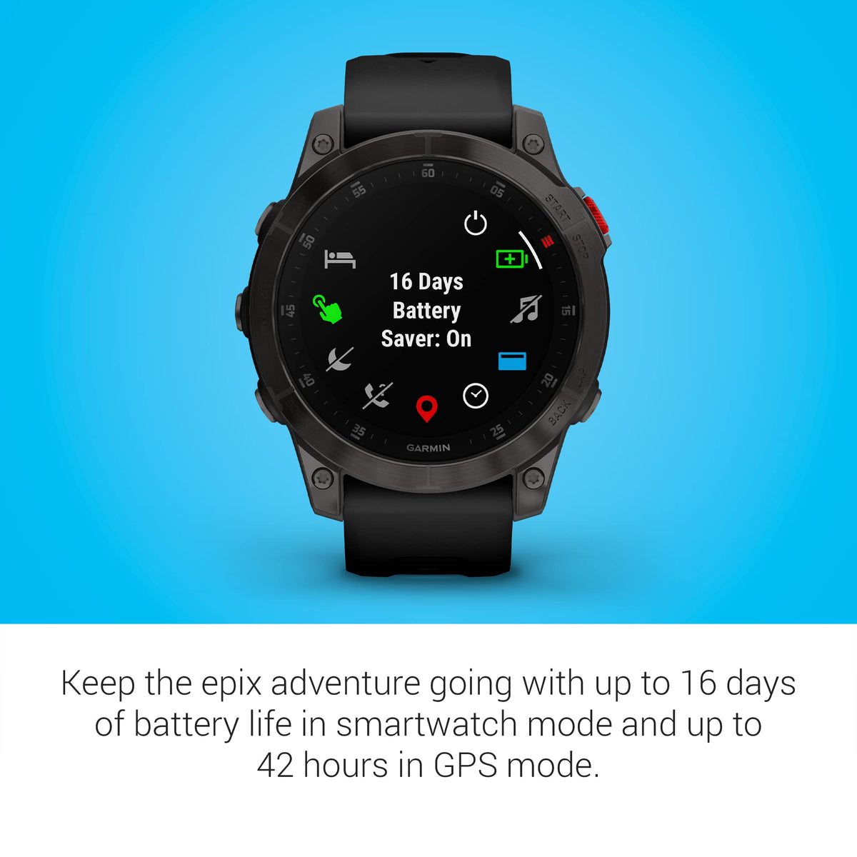 Garmin epix (Gen 2) GPS Smartwatch – 47mm – Fiber-Reinforced Polymer with Titanium Bezel – 010-02582-10 - Image 4
