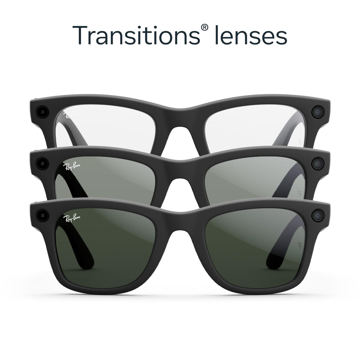 Ray-Ban Meta – Wayfarer Smart Glasses with Meta AI, Audio, Photo, and Video – Clear to Green Transitions Lenses - Image 2