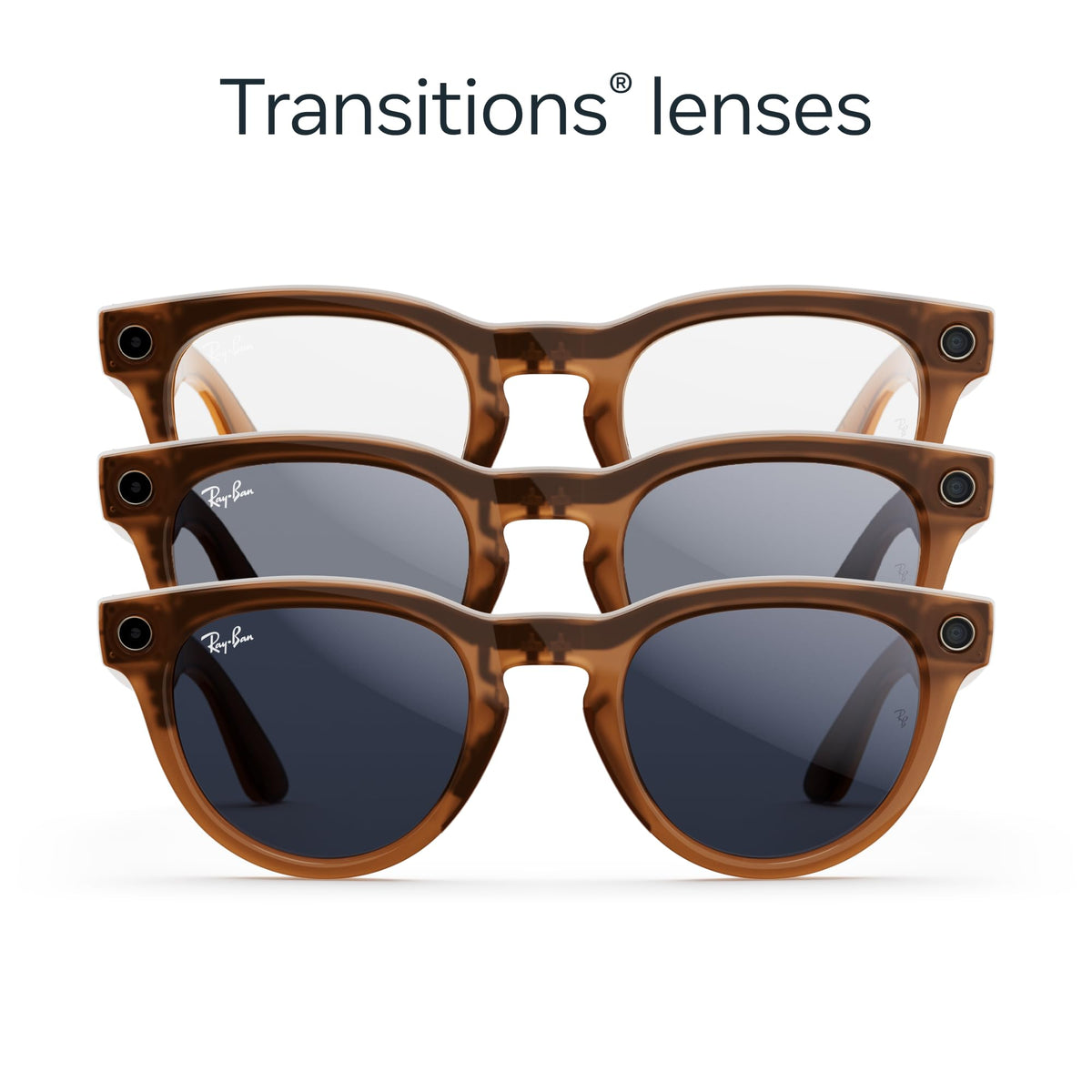 Ray-Ban Meta – Headliner Smart Glasses with Meta AI, Audio, Photo, and Video – Clear to Sapphire Transitions Lenses - Image 2