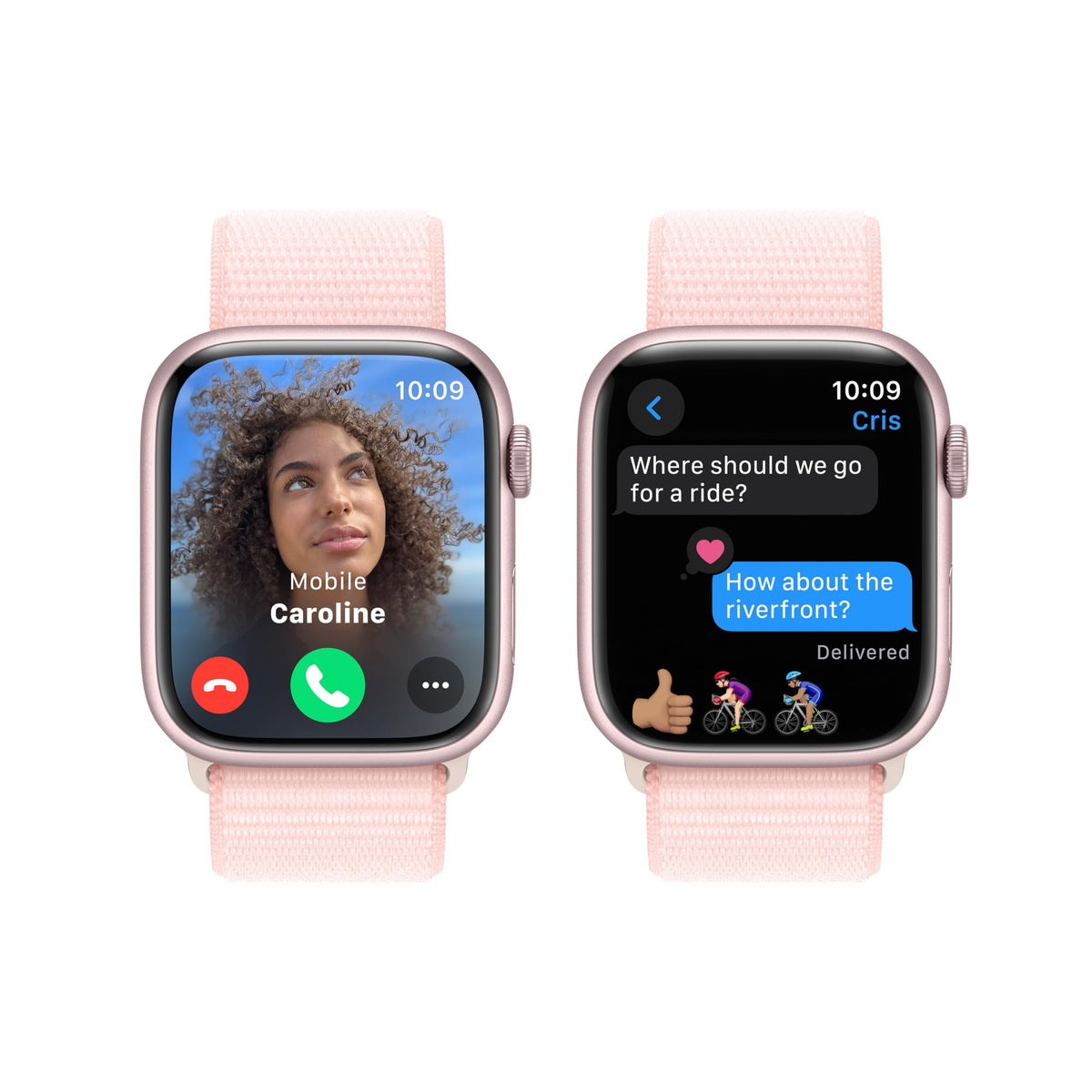 Apple Watch Series 9 GPS 45mm Pink Aluminum Case with Light Pink Sport Loop (NO BLOOD OXYGEN) - MR9J3LW/A - Image 3