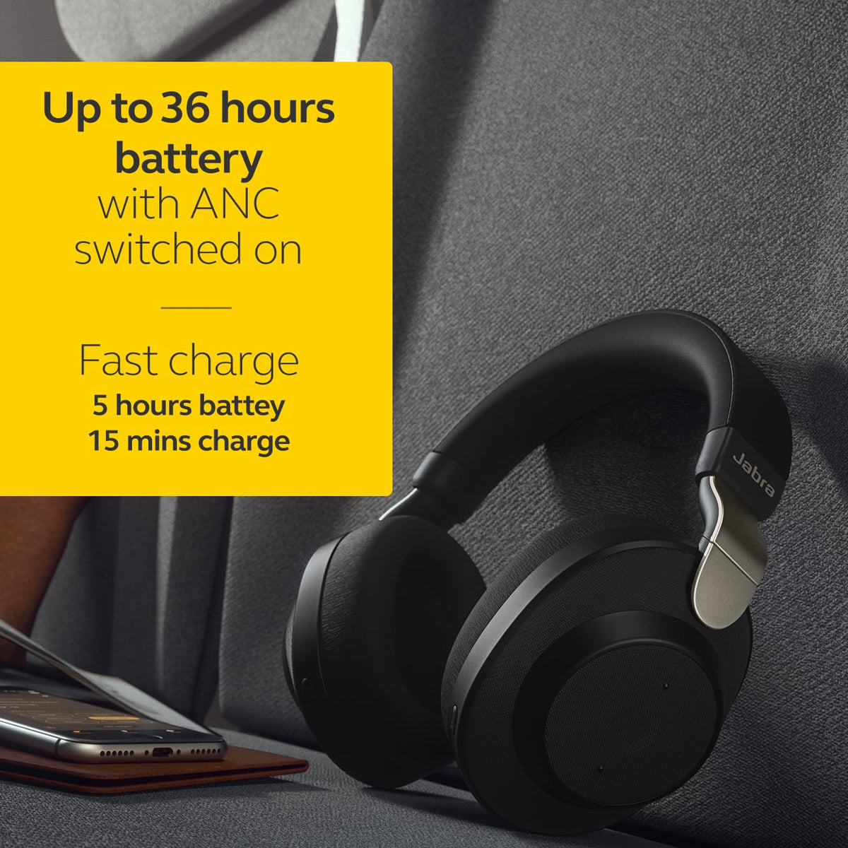 Jabra Elite 85h Wireless Noise Cancelling Over-the-Ear Headphones – Titanium Black – 100-99030000-02 - Image 3
