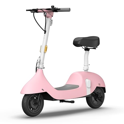 OKAI - Ceetle Pro Electric Scooter with Foldable Seat w/35 Miles Max Range & 15.5mph Top Speed - Pink - EA10C-PINK - Image 4
