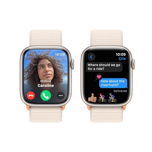 Apple Watch Series 9 (GPS) 45mm Starlight Aluminum Case & Sport Loop Band - MR983LW/A - Image 4