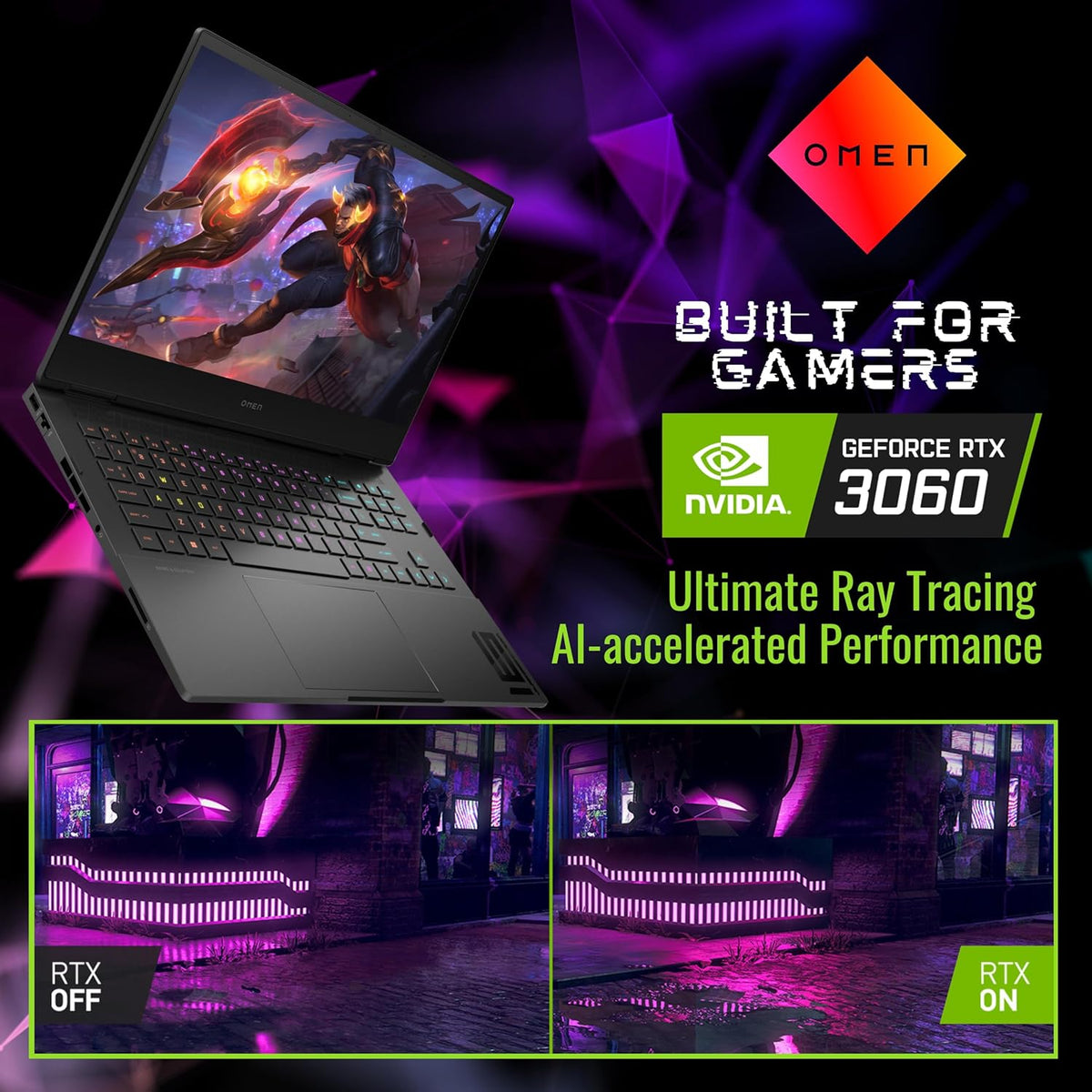 HP OMEN – 16.1 in QHD - Intel Core i9‑12900H - 16 GB DDR5 - NVIDIA GeForce RTX 3060 - 1 TB SSD - Shadow Black - Image 2