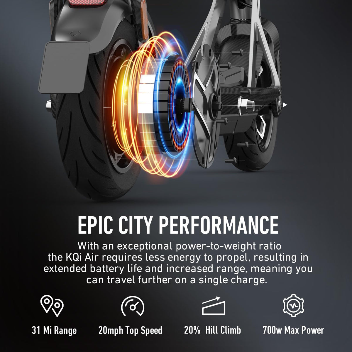 NIU - KQi Air Carbon Fiber Foldable Electric Kick Scooter w/ 31 mi Range & 20mph Max Speed - Black - Image 6