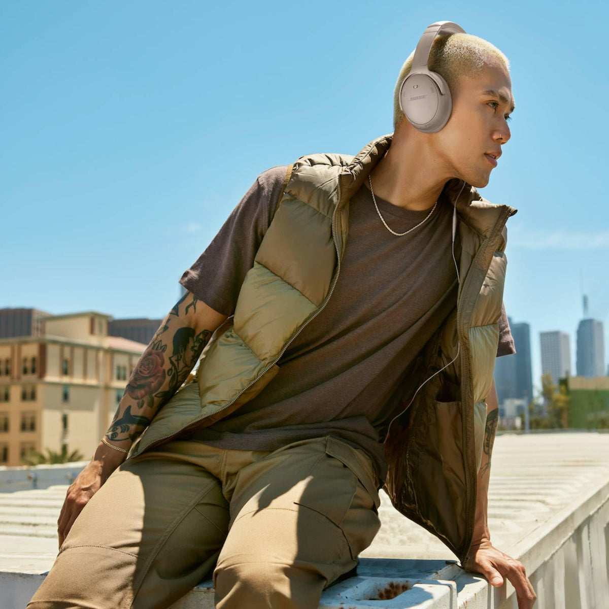 Bose - QuietComfort Wireless Noise Cancelling Over-the-Ear Bluetooth Headphones - Sandstone - Image 3