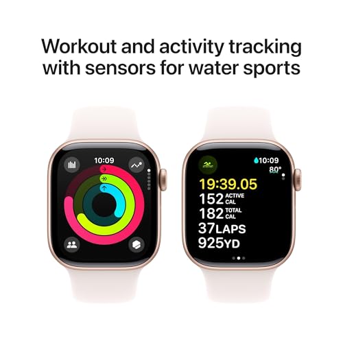 Apple Watch Series 10 - (GPS + Cellular) - 42mm Rose Gold Aluminum Case with Light Blush Sport Band - S/M - MWX93LW - Image 4