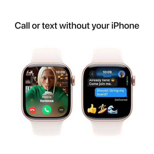Apple Watch Series 10 - (GPS + Cellular) - 42mm Rose Gold Aluminum Case with Light Blush Sport Band - S/M - MWX93LW - Image 7