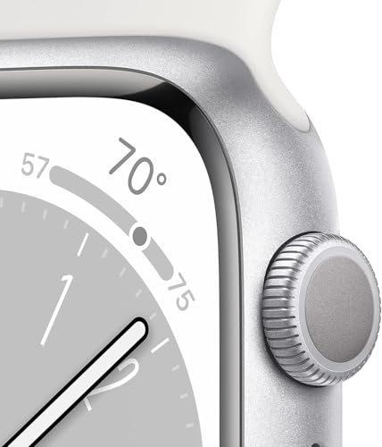 Apple Watch Series 8 (GPS) 41mm Aluminum Case with White Sport Band - S/M - Silver - Image 3