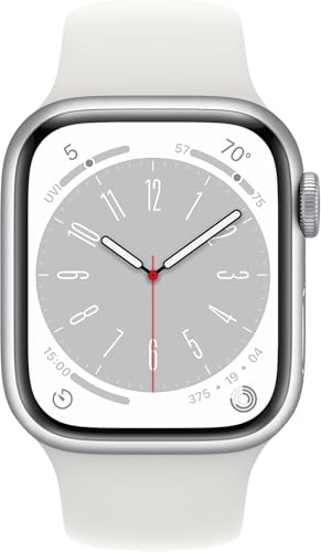 Apple Watch Series 8 (GPS) 41mm Aluminum Case with White Sport Band - S/M - Silver - Image 2