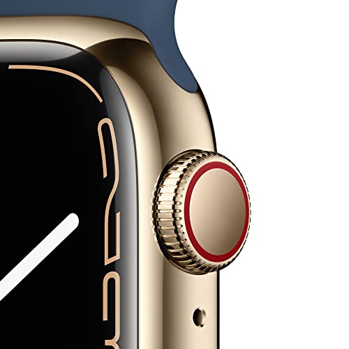 Apple Watch Series 7 Cellular - 45mm Gold with Abyss Blue Sport Band -MN9J3LL/A - Image 2