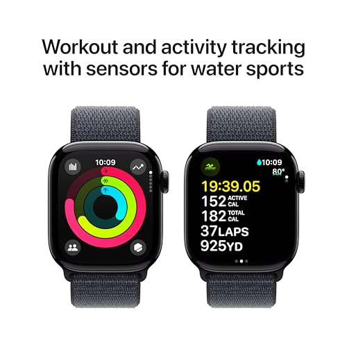 Apple Watch Series 10 (GPS+Cellular) 42mm Aluminum Case with Ink Sport Loop - Jet Black - (2024) - Image 6