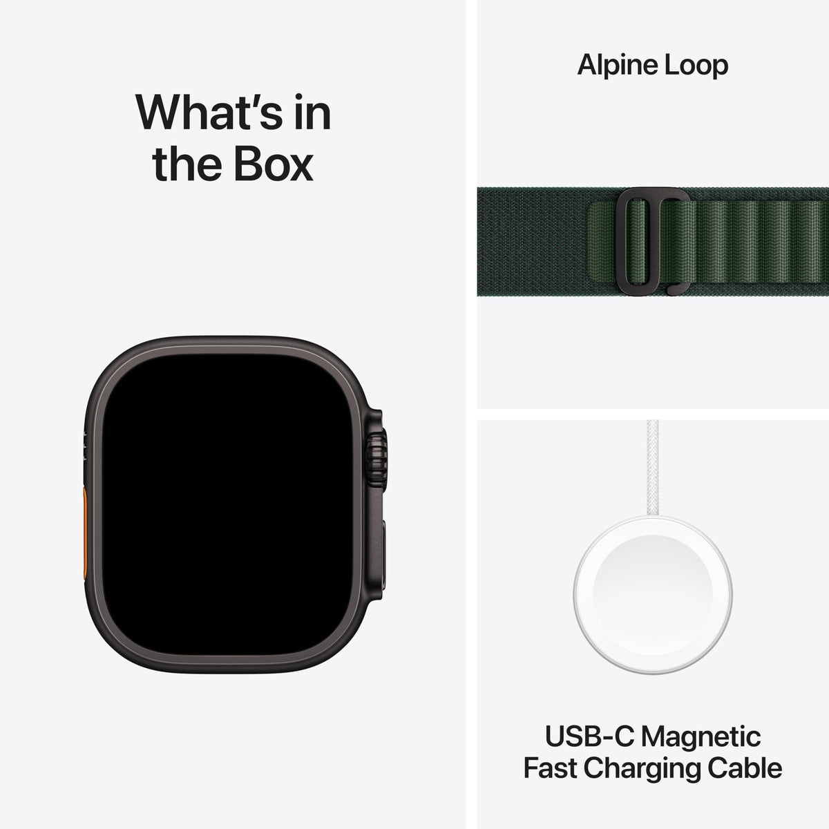 Apple Watch Ultra 2 (GPS + Cellular) 49mm Titanium Case with Dark Green Alpine Loop - Medium - Black - Image 5