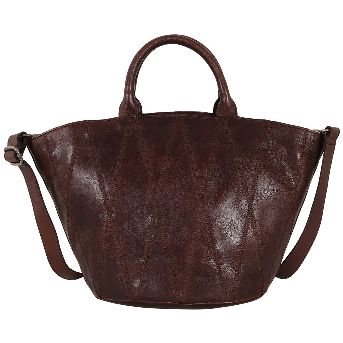 Claudia Diamond Leather Crossbody Bag - Brown