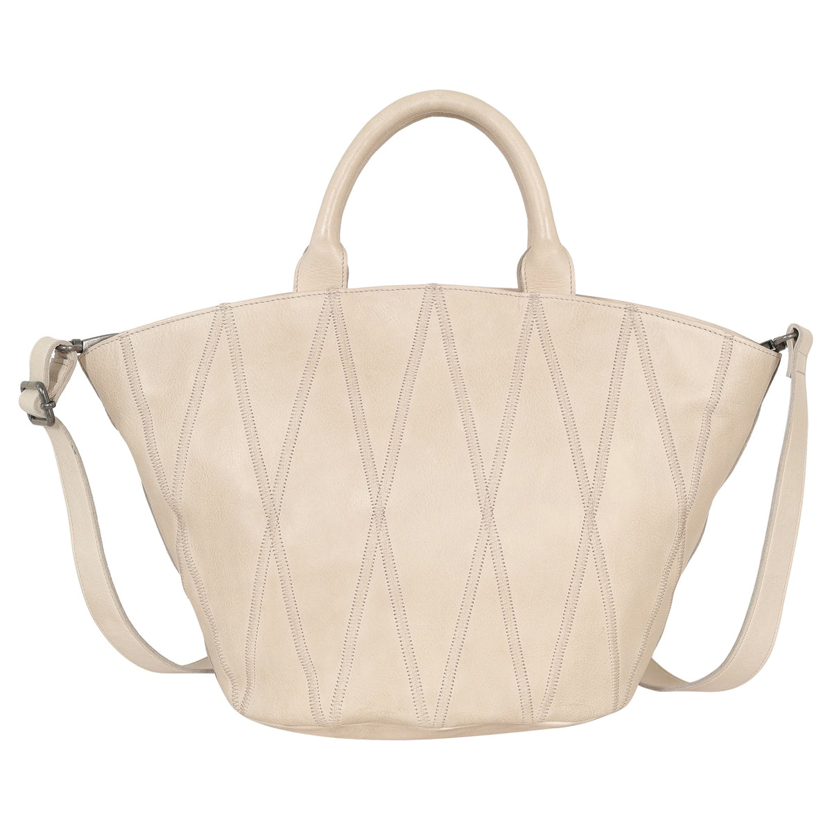 Claudia Diamond Leather Crossbody Bag - Oat