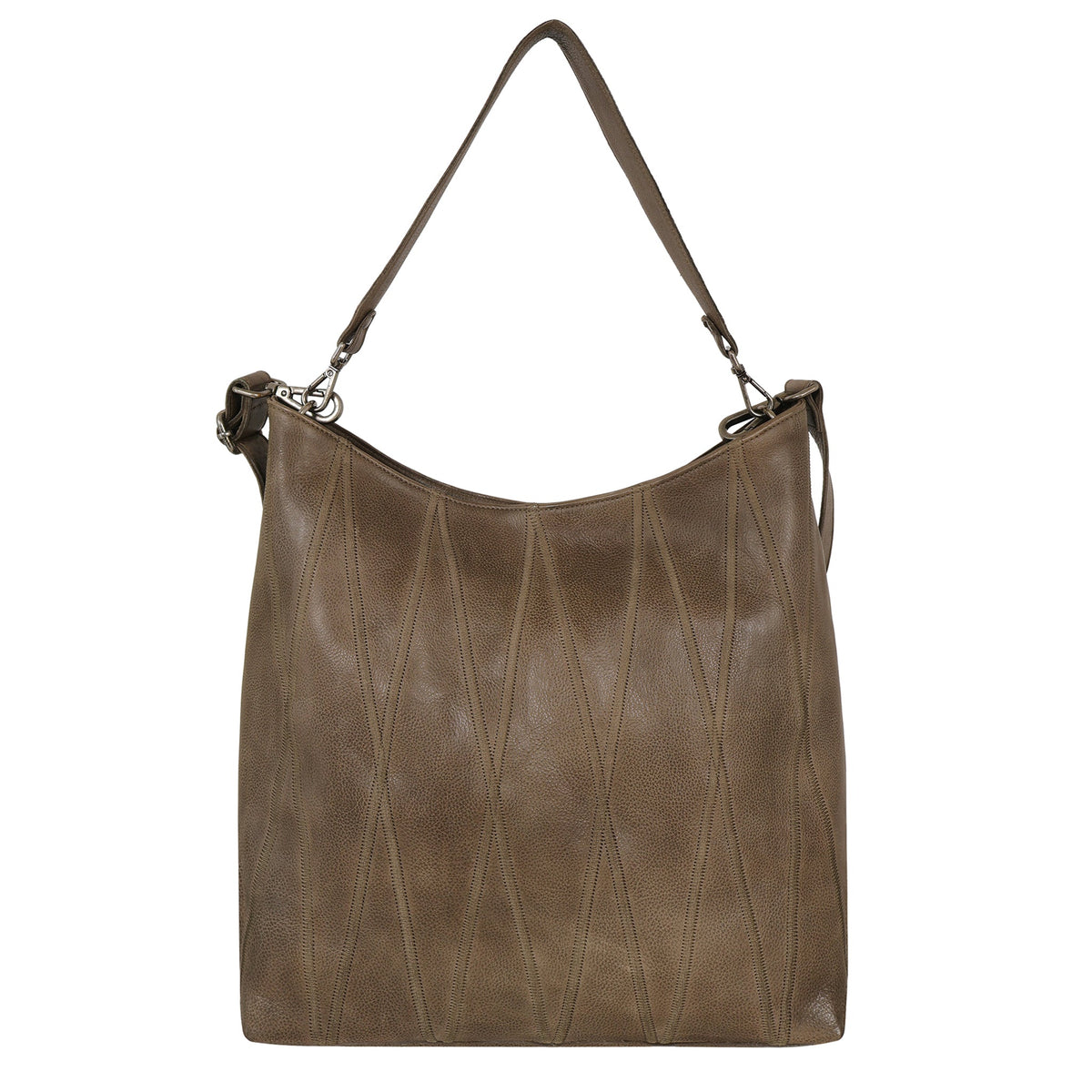 Bree Diamond Leather Shoulder Bag - Walnut