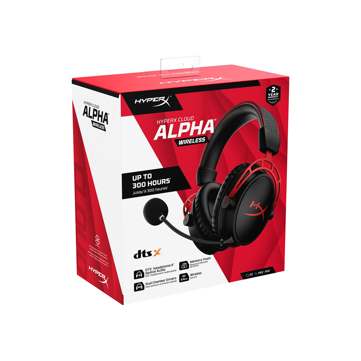 HyperX - Cloud Alpha Wireless Gaming Headset for PC, PS5, and PS4 - Black/Red - Image 8