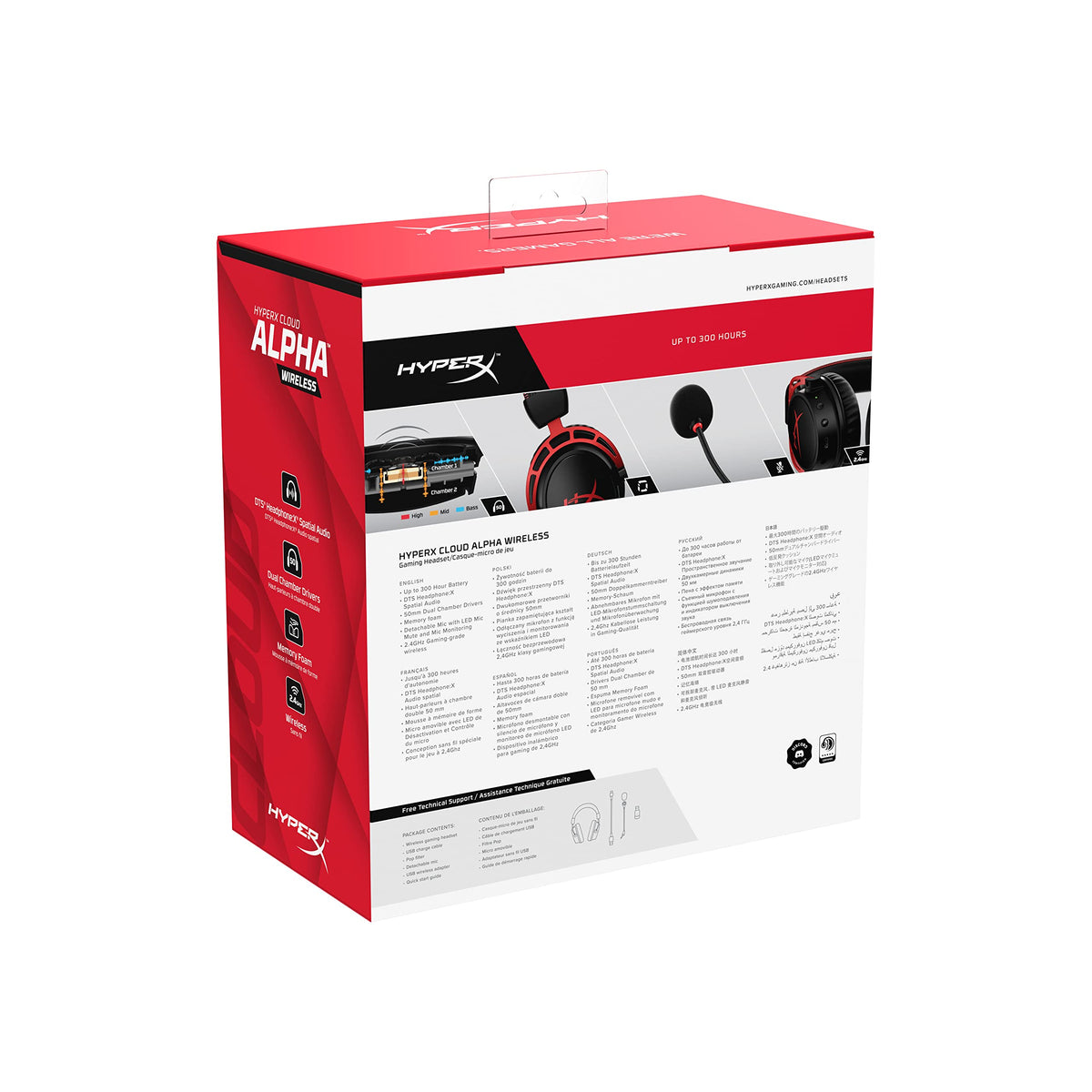 HyperX - Cloud Alpha Wireless Gaming Headset for PC, PS5, and PS4 - Black/Red - Image 9