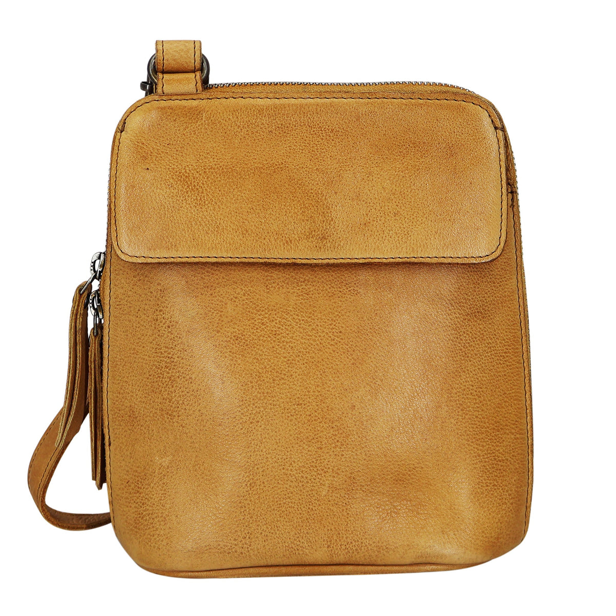 Lucy Leather Crossbody Bag - Camel