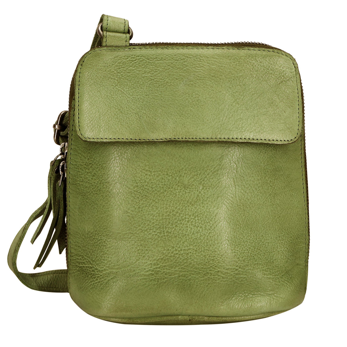 Lucy Leather Crossbody Bag - Grass