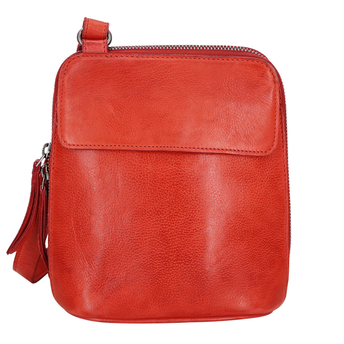 Lucy Leather Crossbody Bag - Red