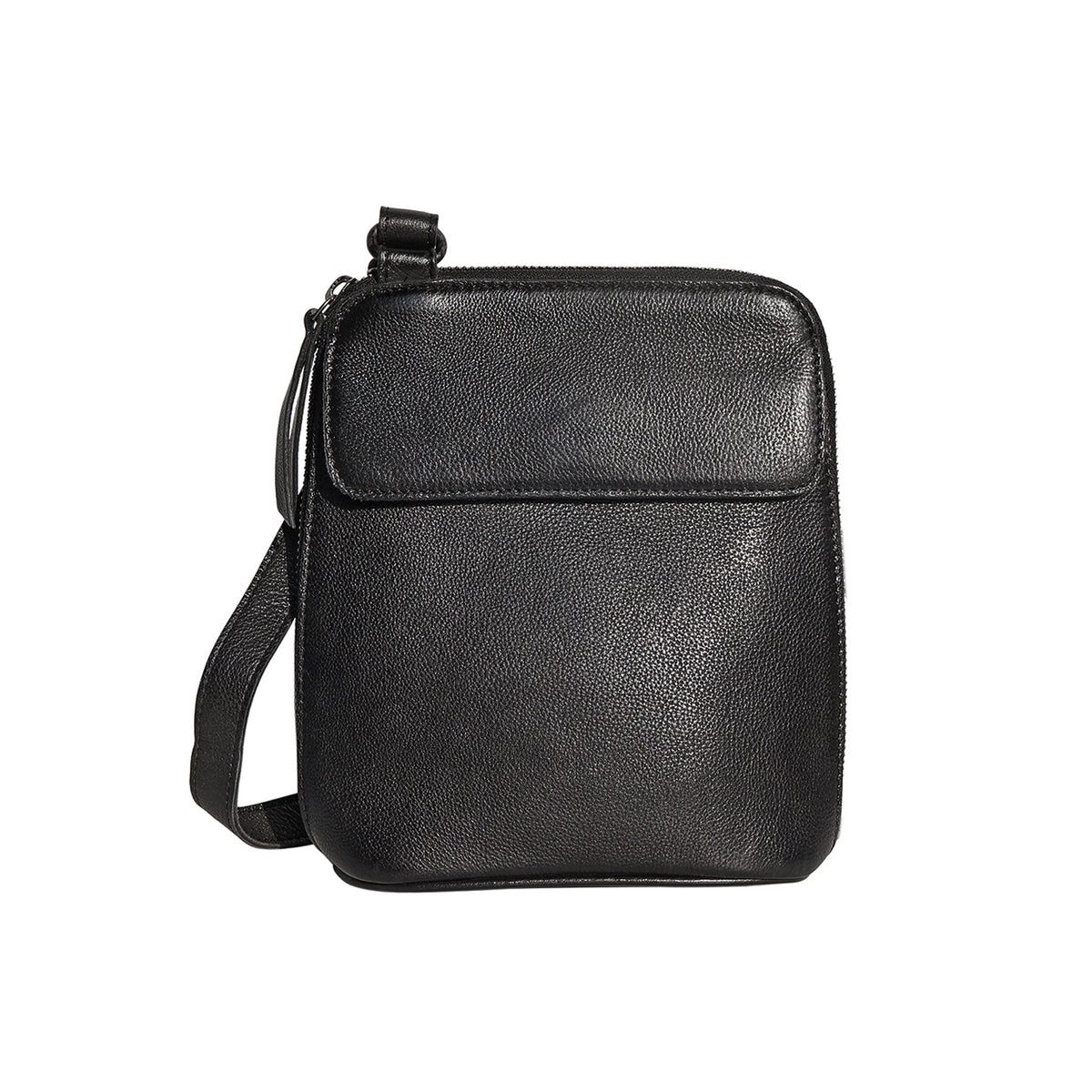 Lucy Leather Crossbody Bag - Black