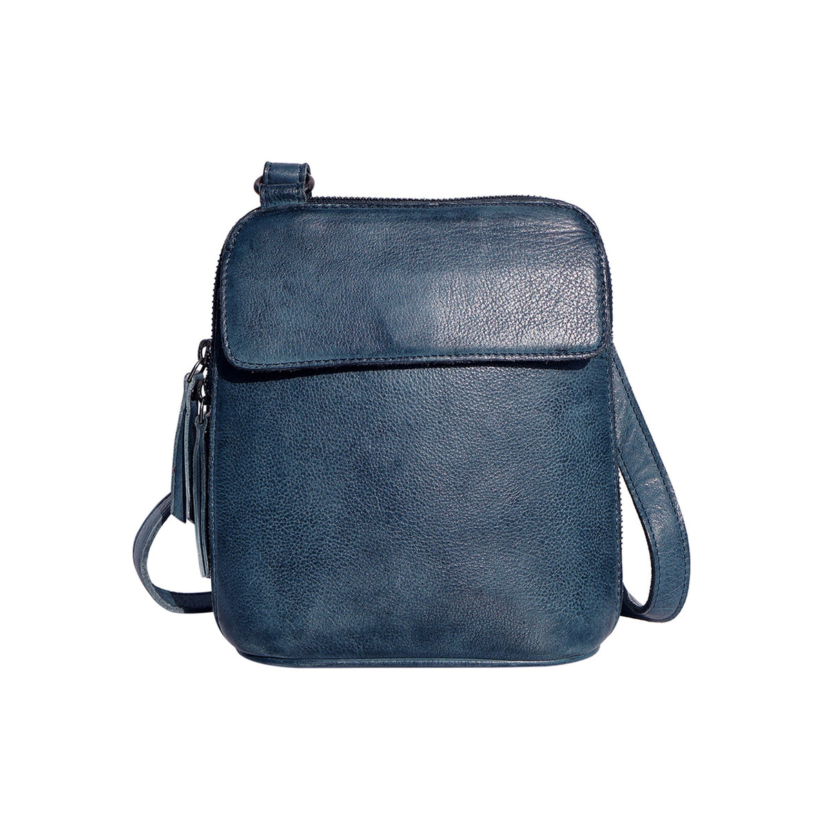 Lucy Leather Crossbody Bag - Denim