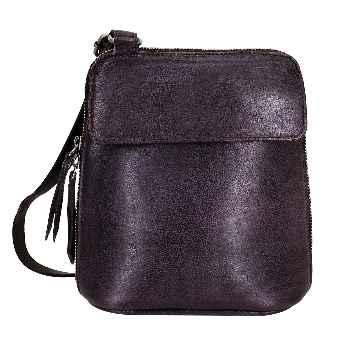 Lucy Leather Crossbody Bag - Eggplant