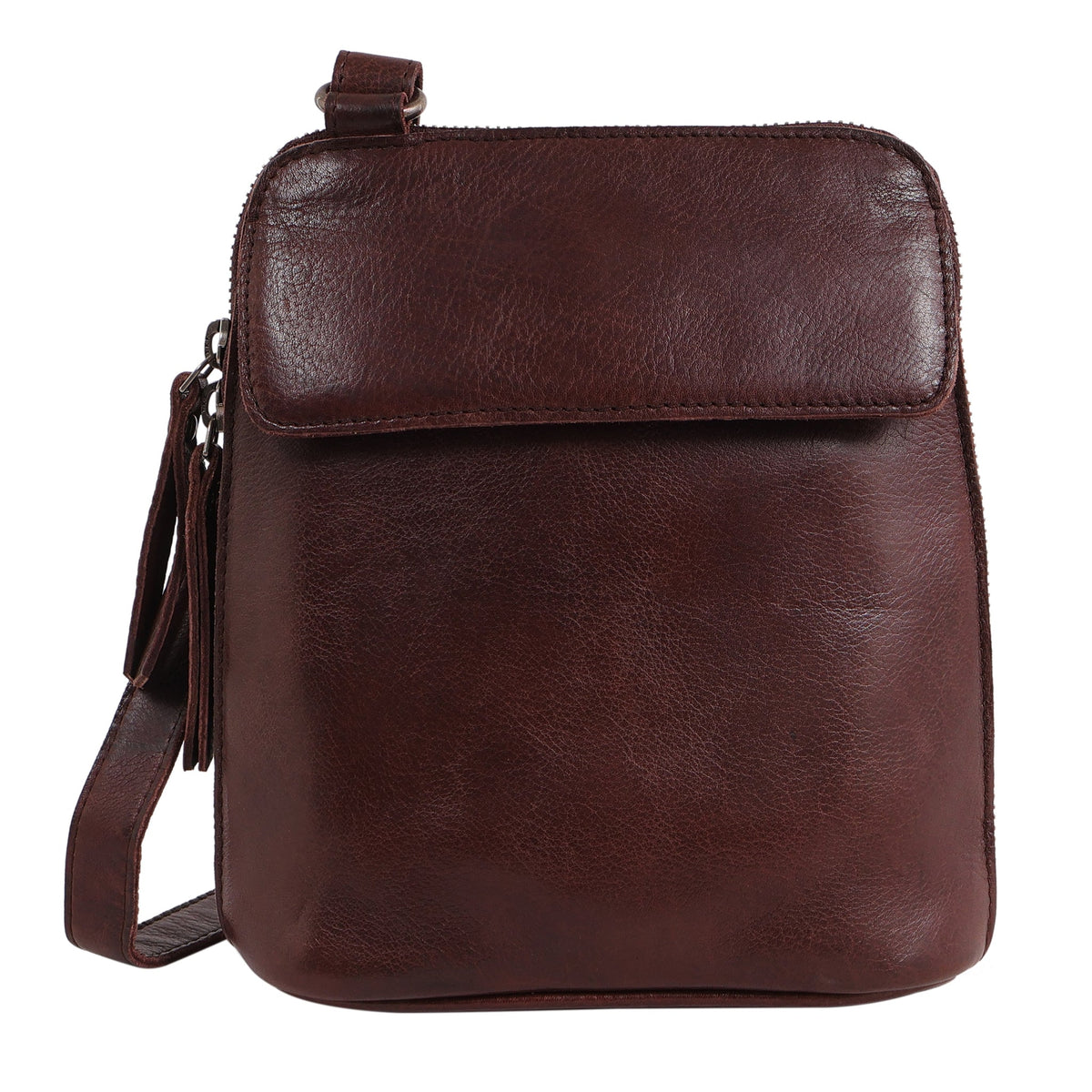 Lucy Leather Crossbody Bag - Brown