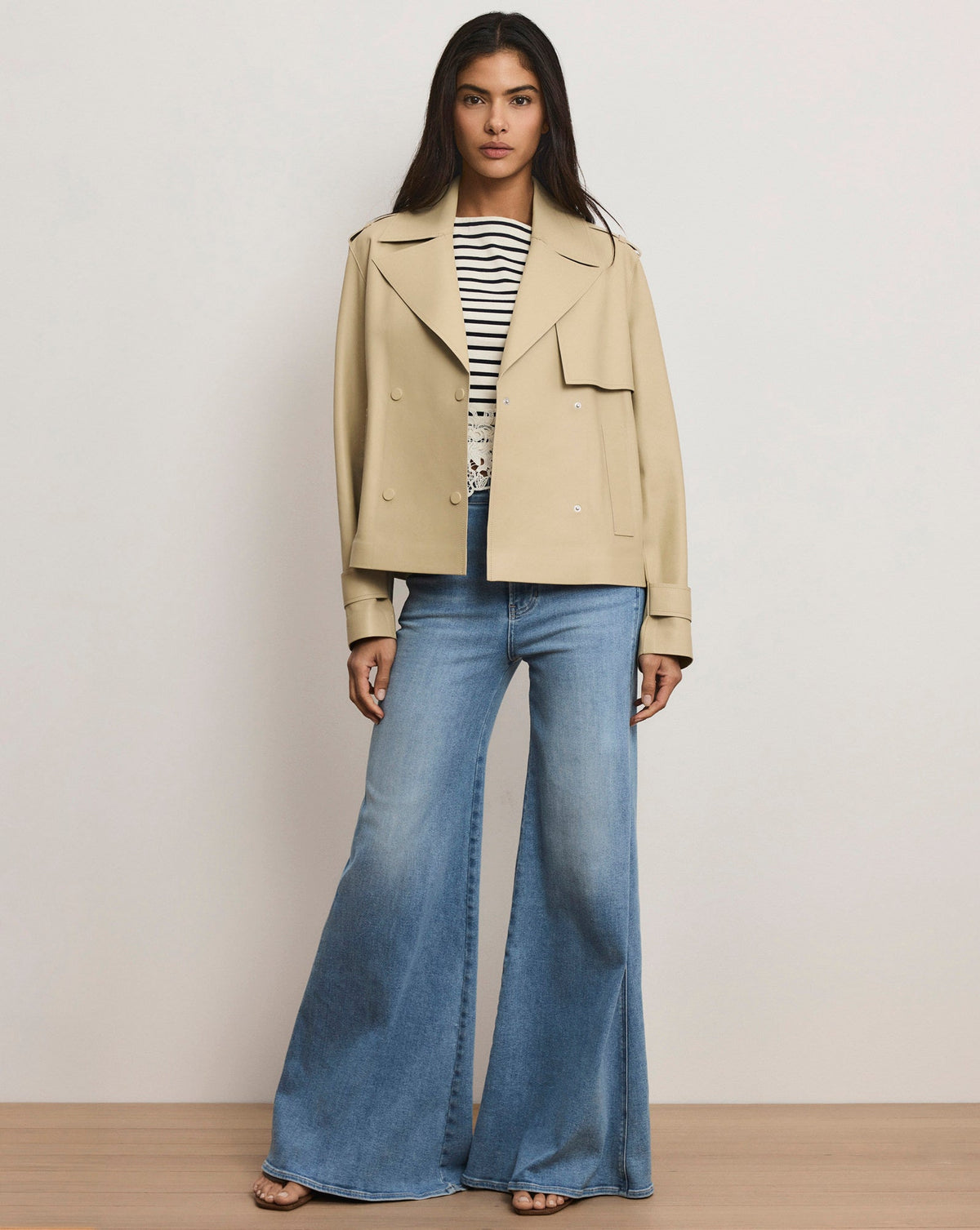 Heathcliff Cropped Leather Trench Coat - Image 2