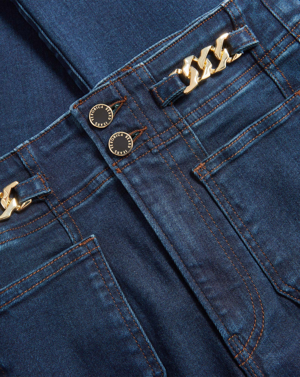 Beverly Skinny-Flare Chain-Detail Jean - Image 3