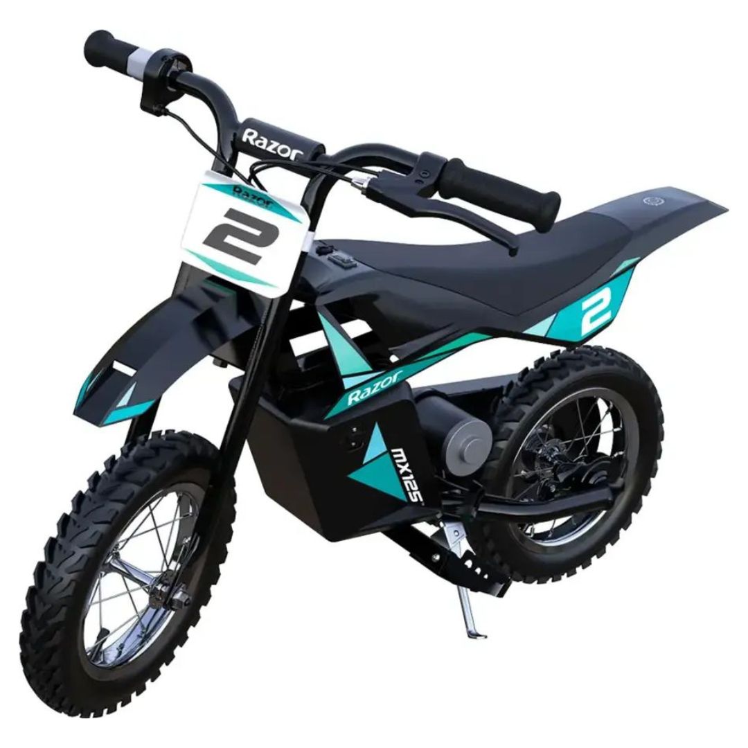 Razor - MX125 Dirt Rocket eBike for Kids w/ 5.3 Miles Max Operating Range and 8 mph Max Speed - Teal/Black - Image 2