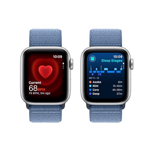 Apple Watch SE 2nd Generation (GPS) 40mm Silver Aluminum Case with Winter Blue Sport Loop - MRE33LL/A - Image 4